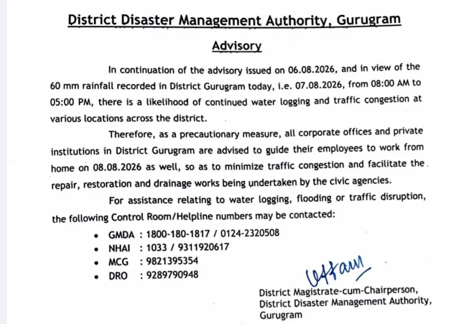 Gurugram Red Alert: Third Work-From-Home Advisory Issued