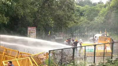 Chandigarh Police Tear Gas Qaumi Insaaf Morcha Protest