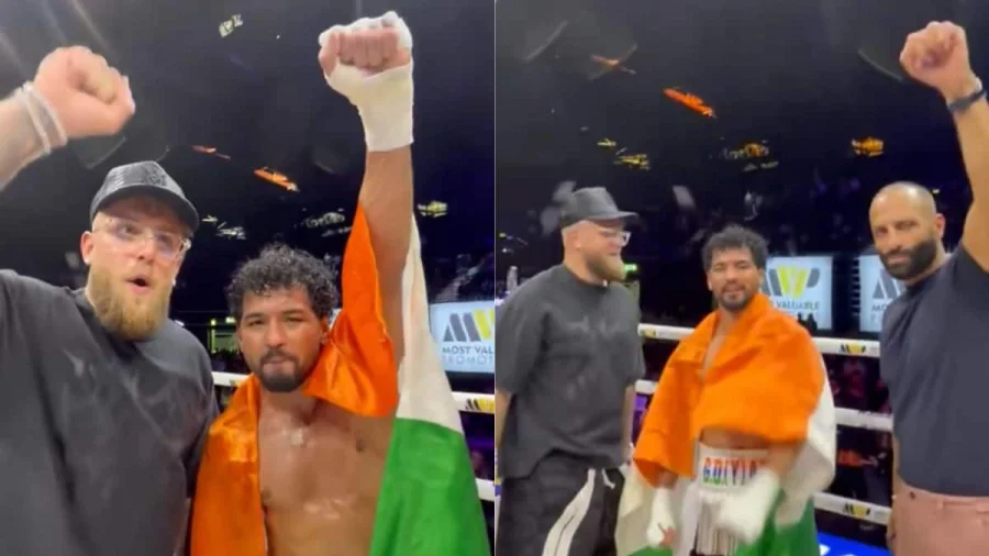 Jake Paul Chants Vande Mataram With Neeraj Goyat