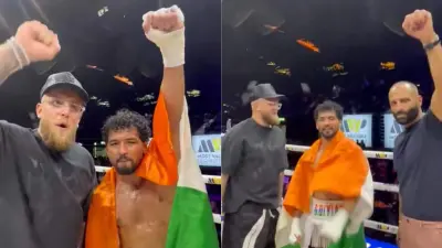 Jake Paul Chants Vande Mataram With Neeraj Goyat